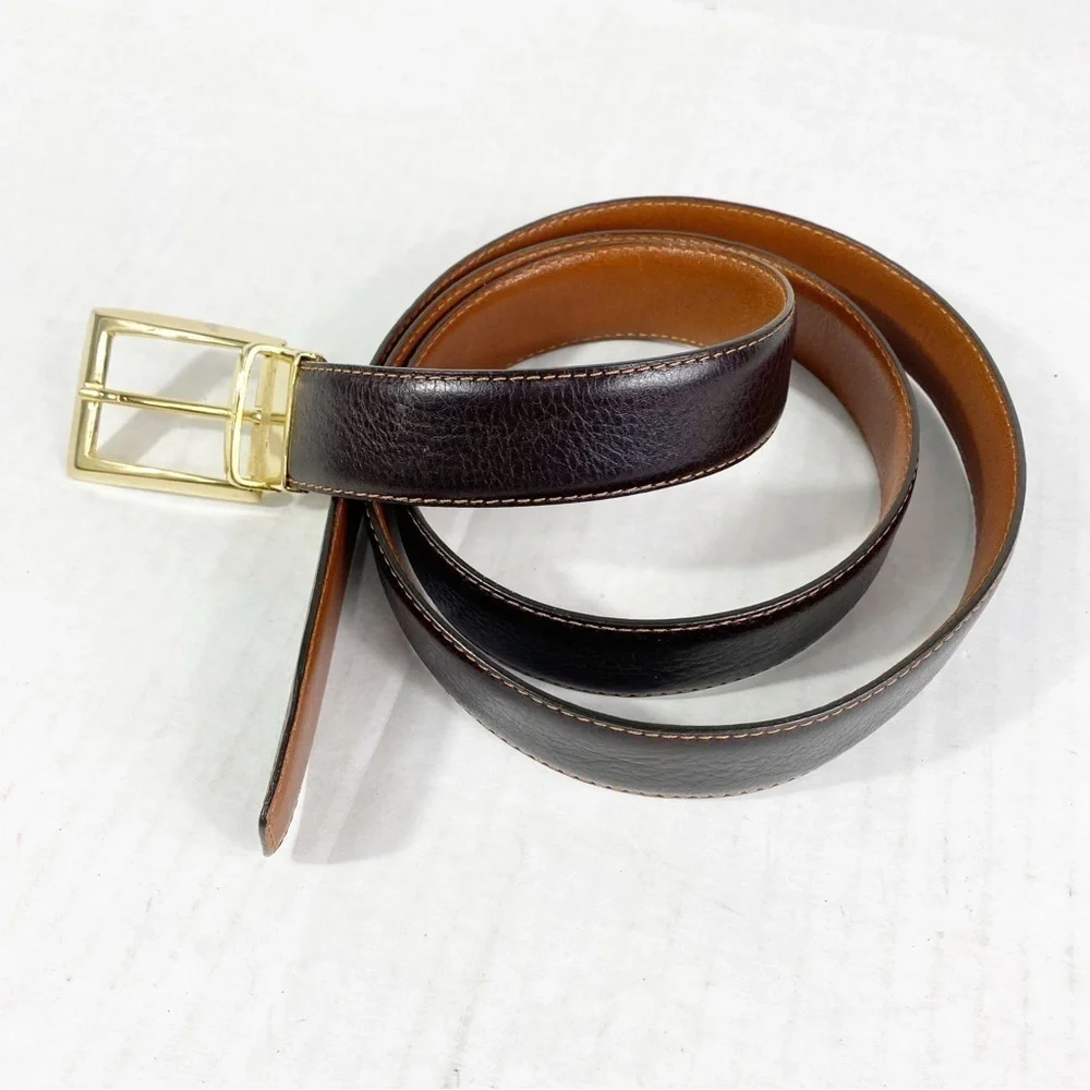 Reversible Genuine Leather Belt Dark Brown 40